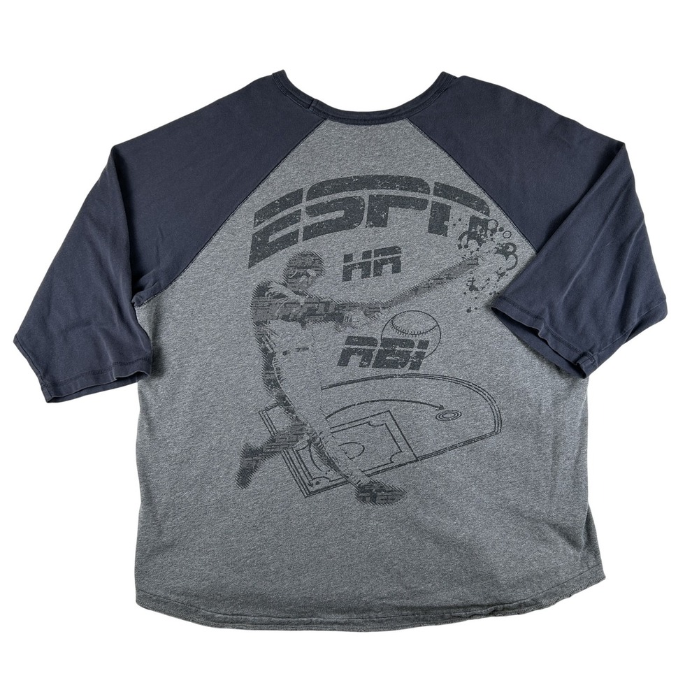 Vintage ESPN Shirt Mens XL 3/4 Sleeve Raglan‎ HR RBI Baseball Graphic Logo Y2K